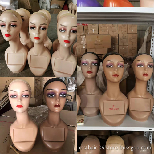 Fiberglass Sex Mannequin Head With Shoulders Glasses Wig Display Stand With Ear Holes Plastic Body For Sex Supply Female Head